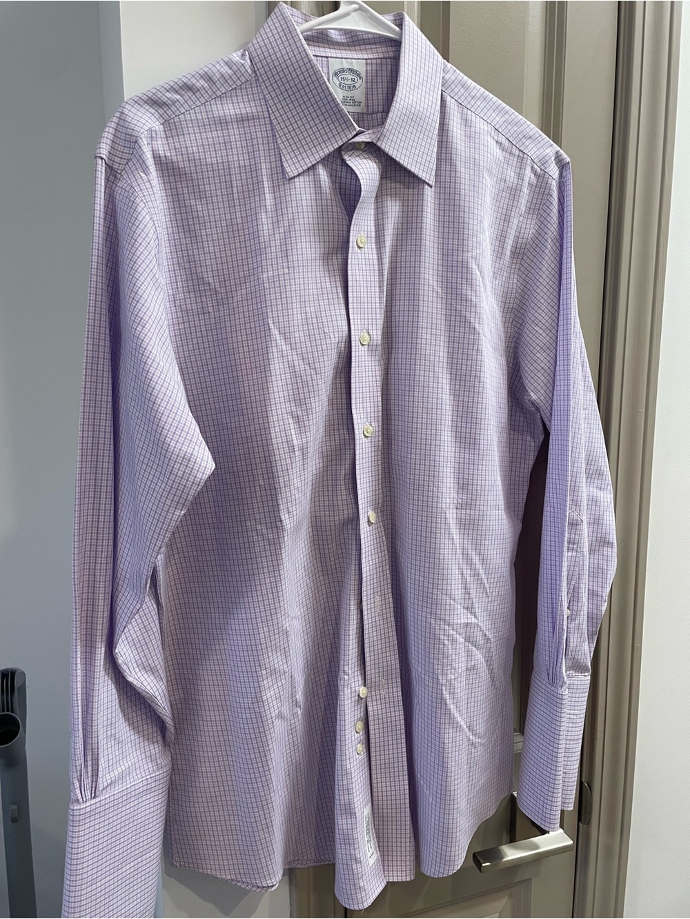 Brooks Brothers Men's Lavender Windowpane Dress Shirt 15 1/2-32
